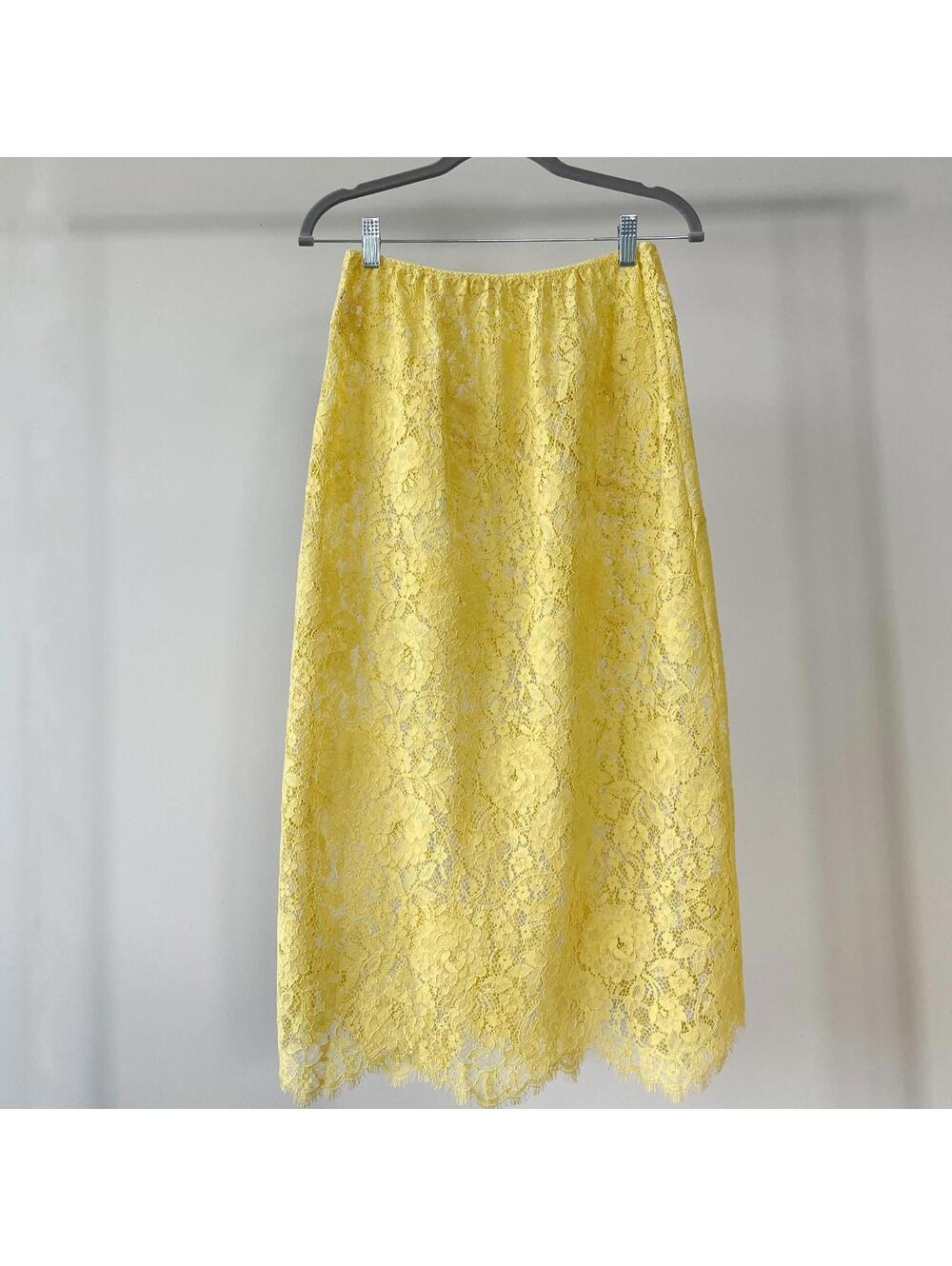 Doen Nandi Sheer Lace Skirt Yellow Size M - Picture 3 of 6